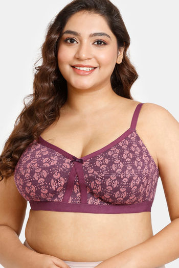 Buy Rosaline Everyday Double Layered Non Wired Full Coverage Super Support Bra - Winter Bloom